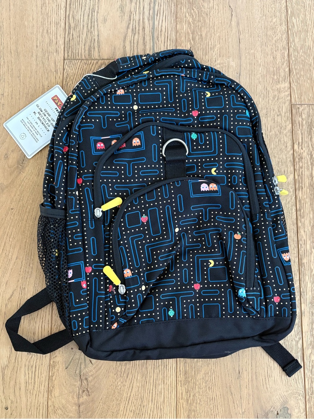 BRAND NEW Gear-Up Pac-Man Black Maze Print Backpack Pottery Barn Teen XL Recycle